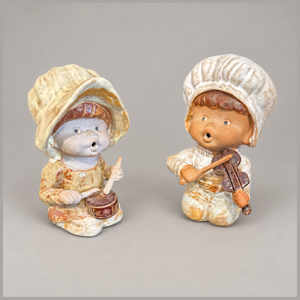 MCM Seymour Mann Drummer and Violinist Figurines, Made in Japan