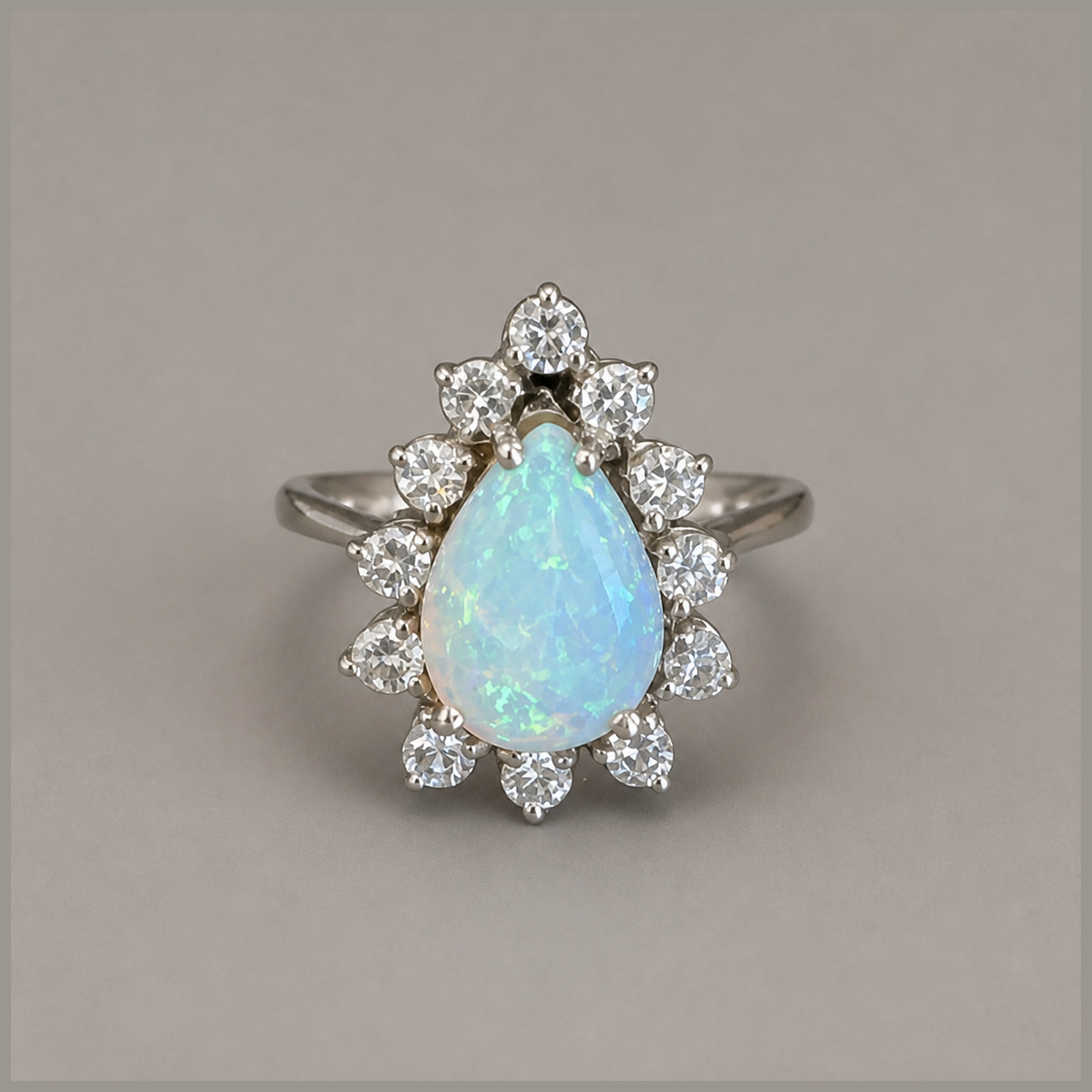 14K Opal and Diamond Ring, Size 7.25