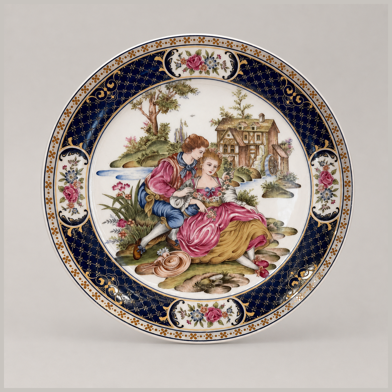 Water Mill and Lovers Decorative Plate