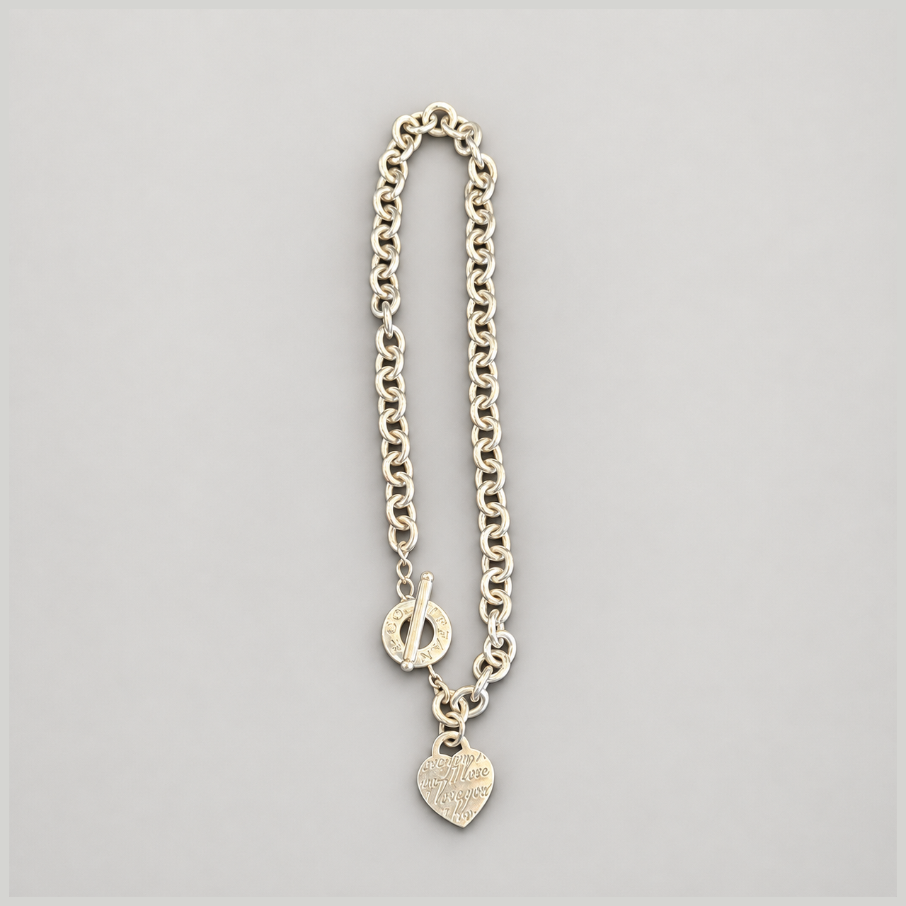 Tiffany & Co. .925 Sterling Silver Chain With “i Love You” Heart Pendant