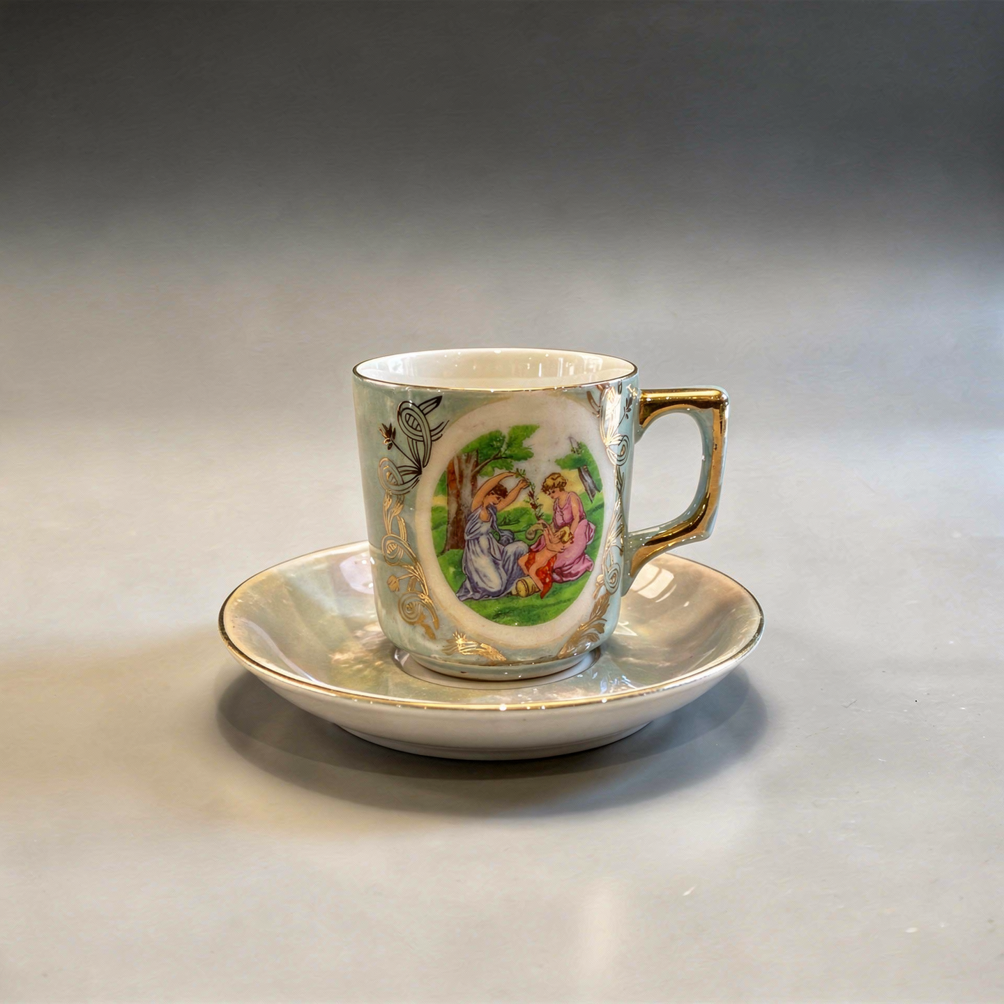 Set of 5 Japanese Lusterware Demitasse Porcelain