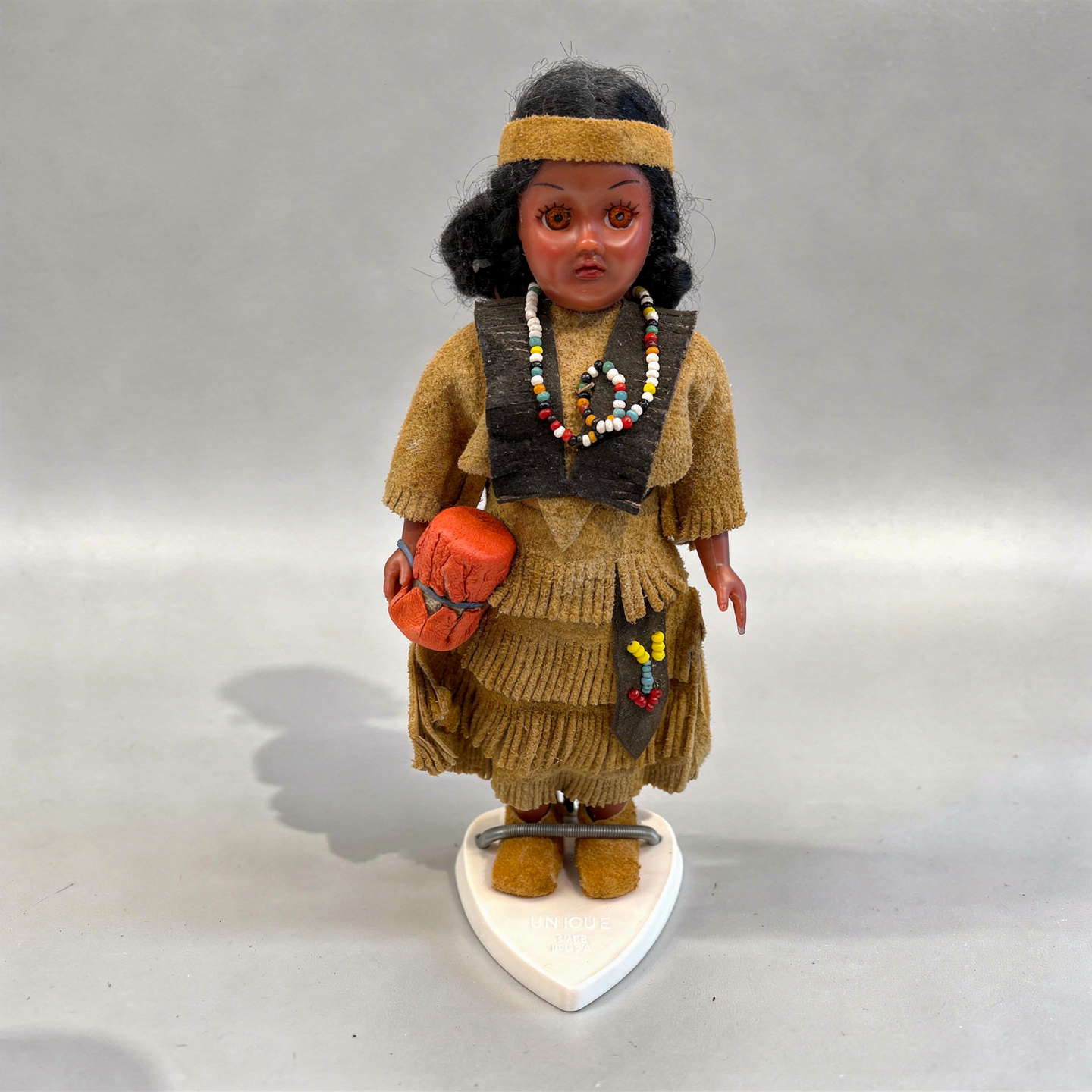 Vintage Native American Doll, Leather Outfit