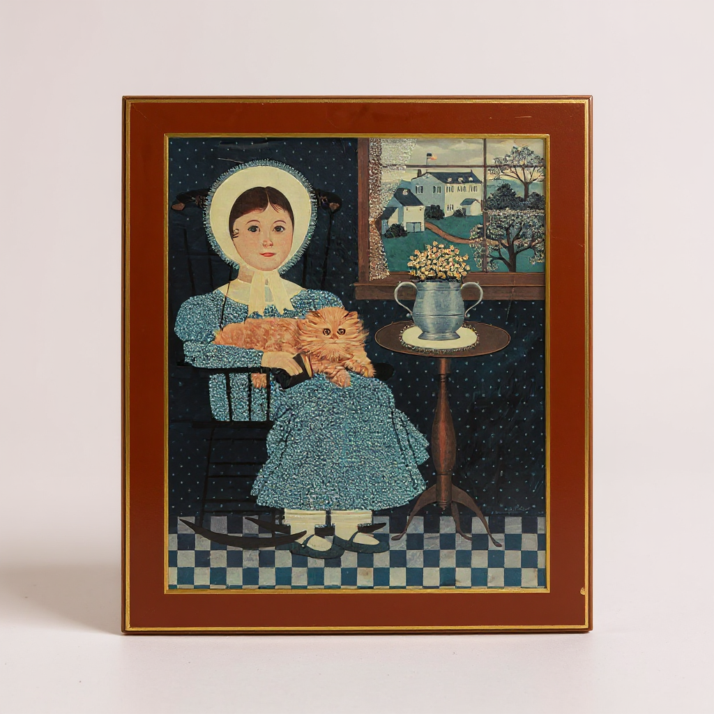 Girl With Cat Print on Wood by Charles Wysocki