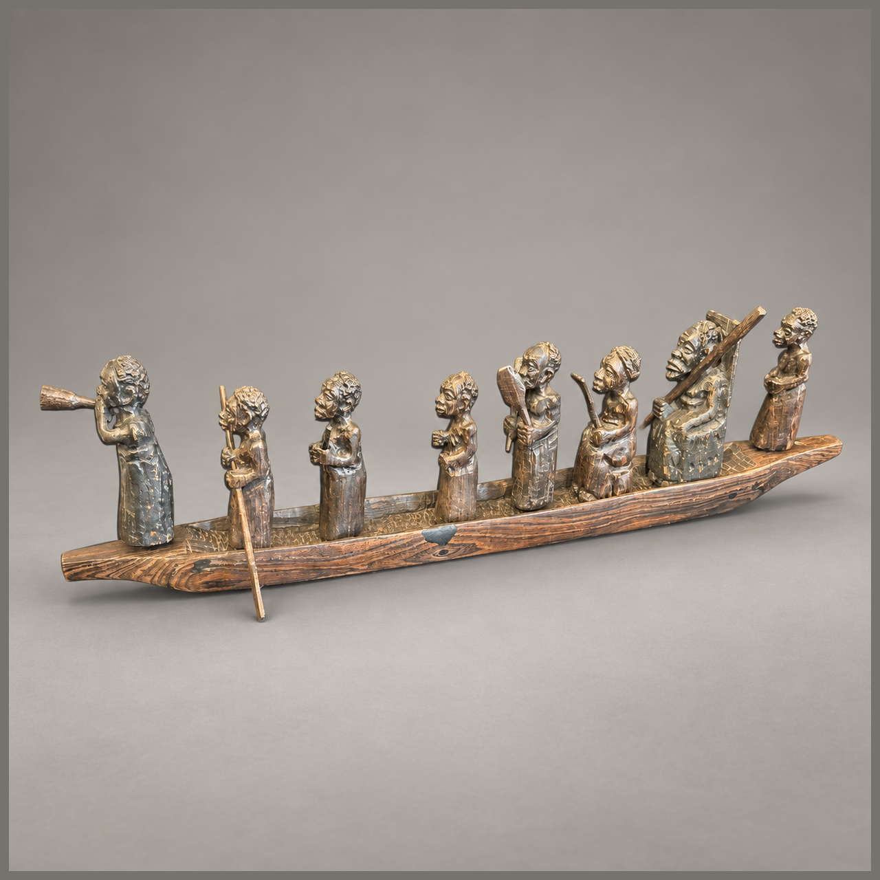 African Hand-Carved Boat Sculpture
