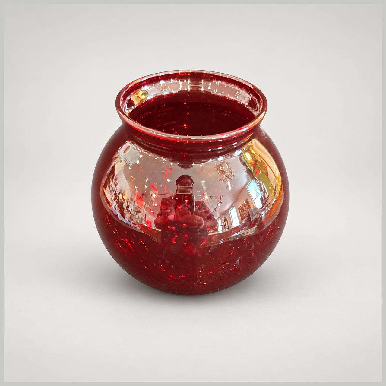Vintage Anchor Hocking Red Glass Ball Vase